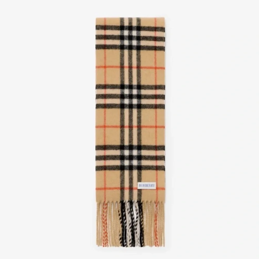 BURBERRY Narrow Check Cashmere Scarf